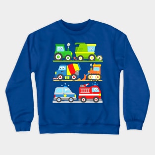 Tractor Harvester Concrete Truck Bulldozer Police Car Firetruck Crewneck Sweatshirt